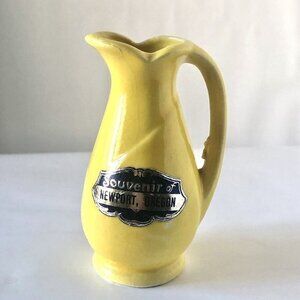 Vintage Miniature Pottery Pitcher Souvenir New Port Oregon 3” Japan